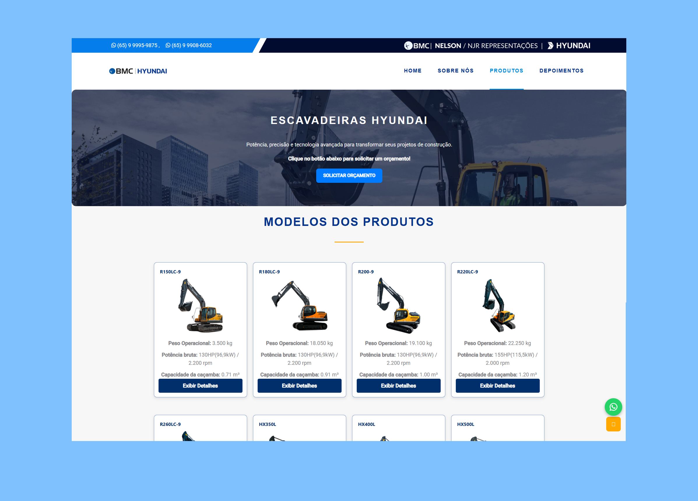 BMC Hyundai - Landing page para máquinas pesadas