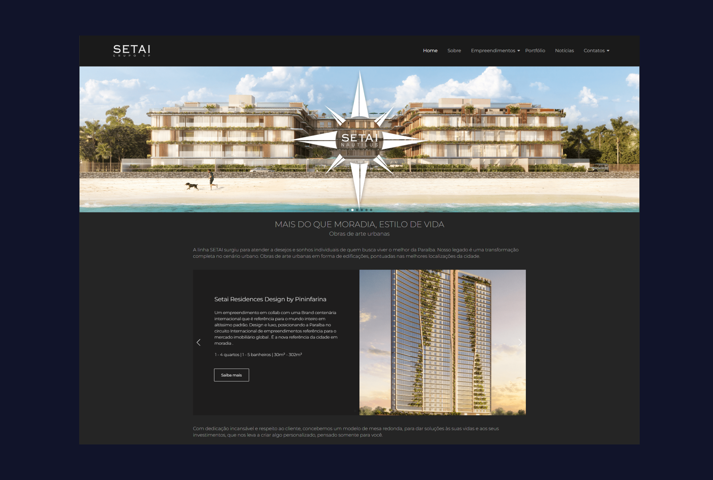 Setai Group - Site de construtora de alto padrão